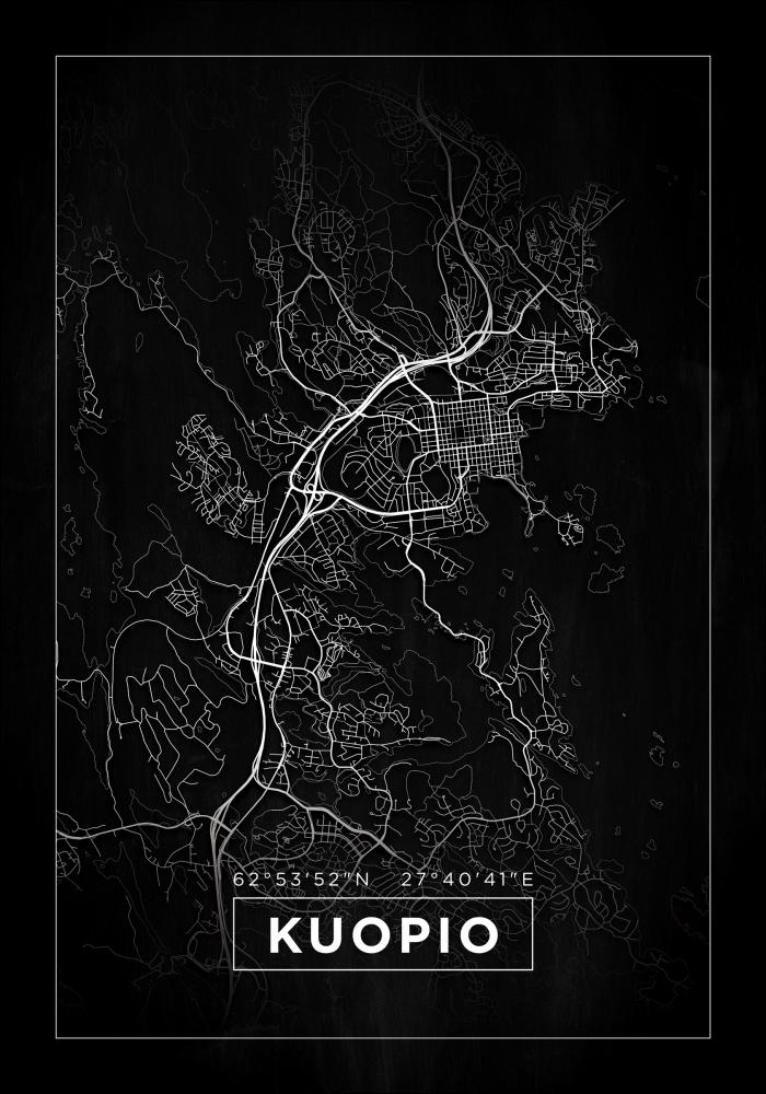 Mapa - Kuopio - Cartaz Preto