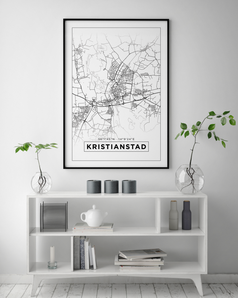 Mapa - Kristianstad - Cartaz Branco