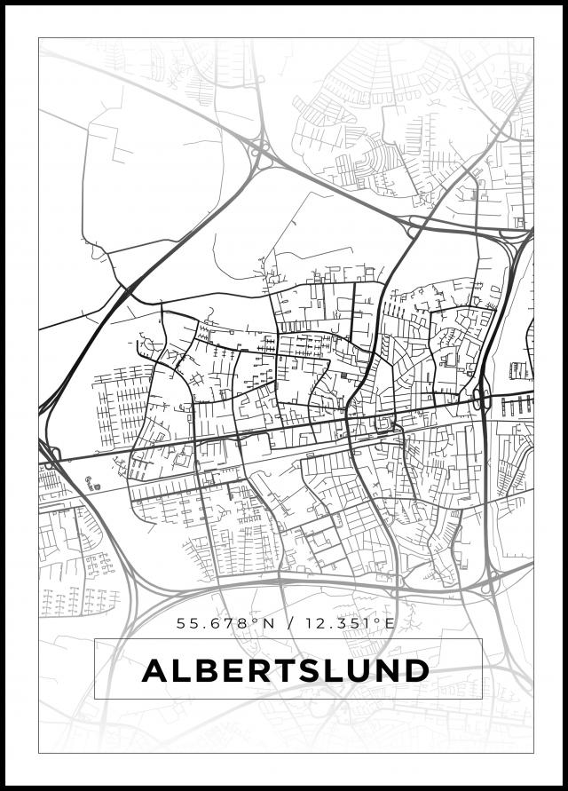Mapa - Albertslund - Cartaz Branco