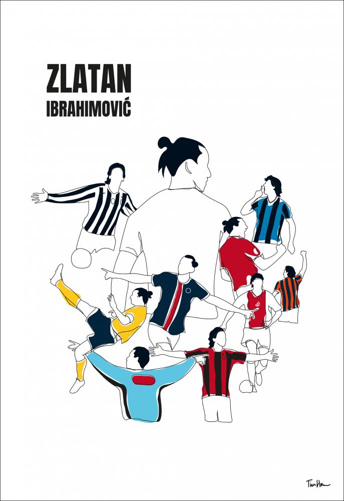 History Of Zlatan With Name And-Colours Pster