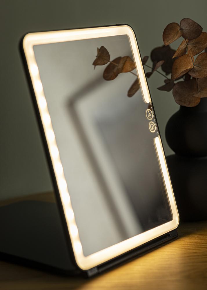 KAILA Espelho para toucador Travel LED Recarregvel Preto 19x25 cm