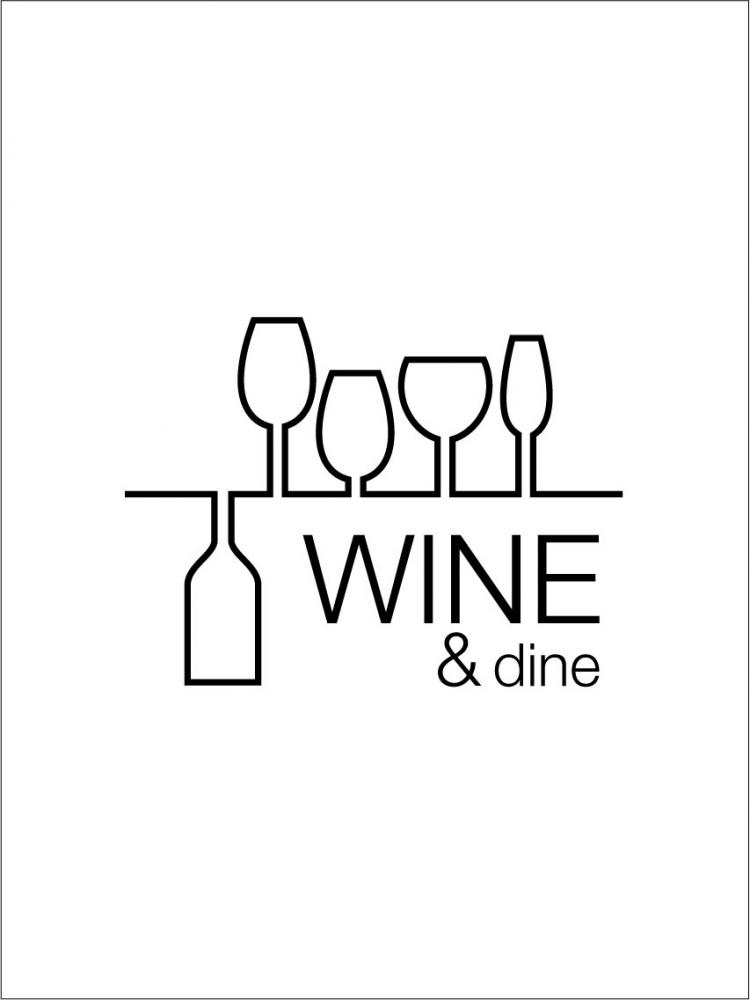 Wine & dine - Branco com impresso preta Pster