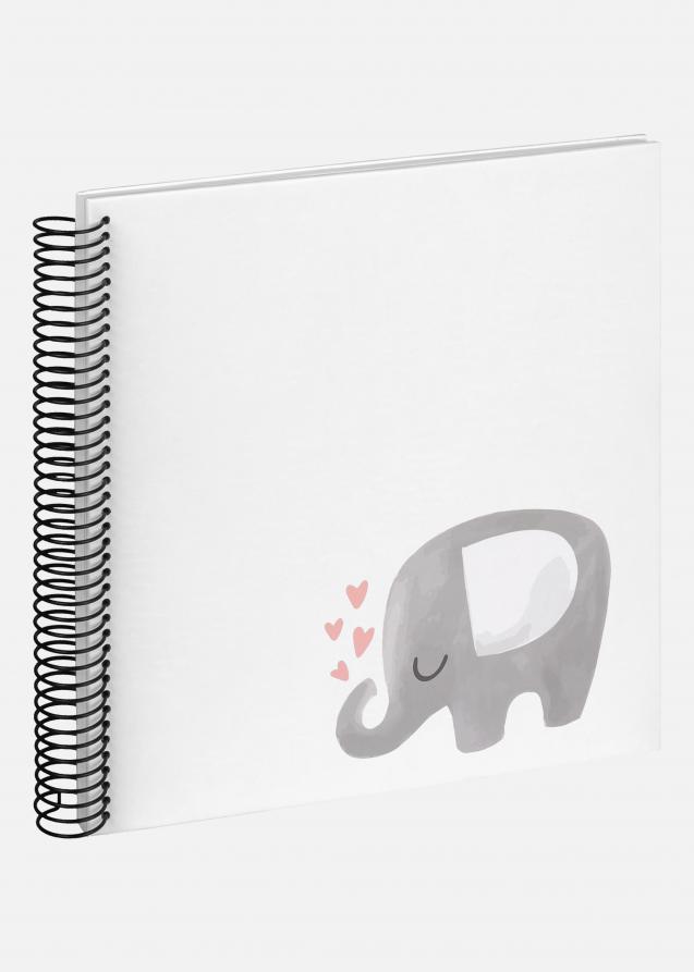 Baby Elephant Hearting Álbum de espiral Branco - 24x24 cm (40 Páginas brancas)