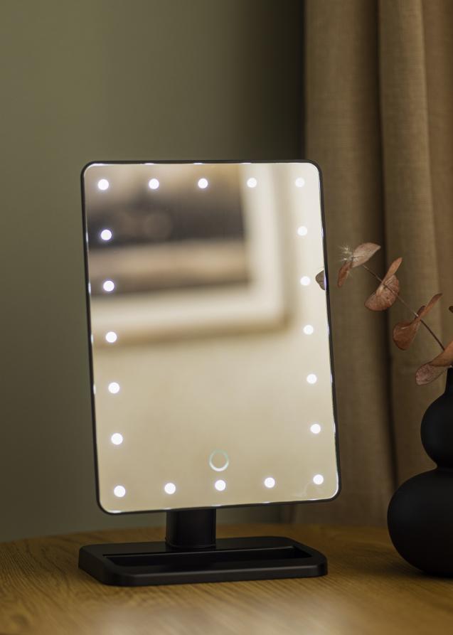 KAILA Espelho para toucador LED com coluna Bluetooth Preto 18x30 cm