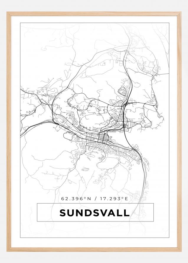 Mapa - Sundsvall - Cartaz Branco