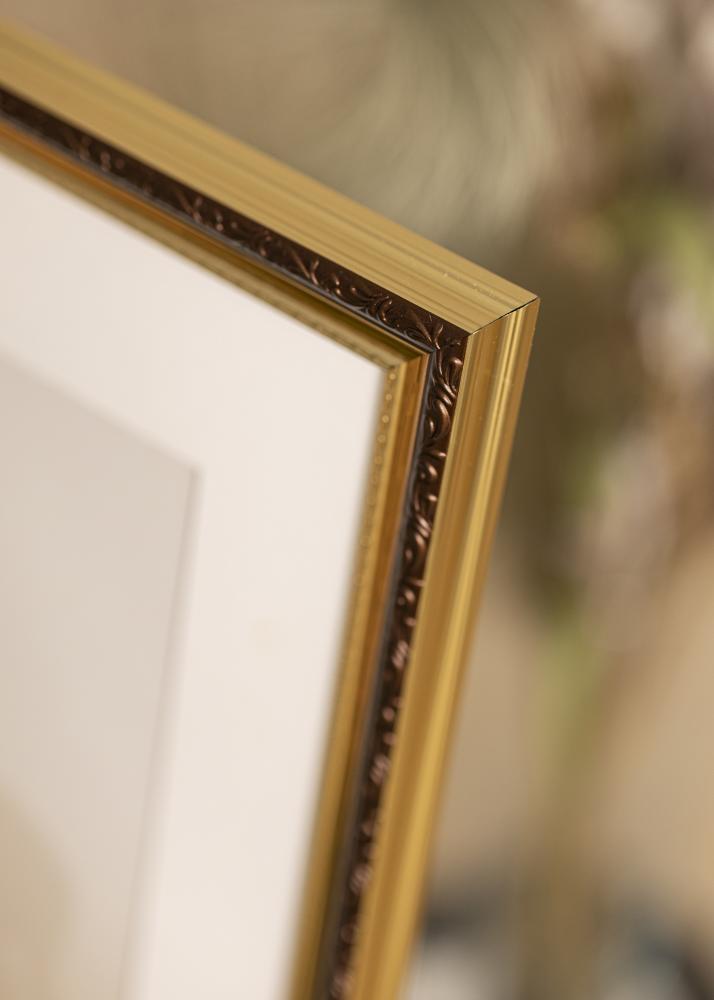 Moldura Abisko Vidro acrlico Dourado 50x50 cm