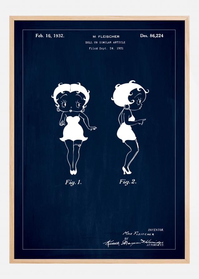 Desenho de patentes - Betty Boop - Azul Póster
