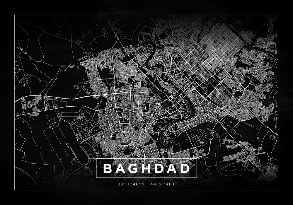 Mapa - Baghdad - Preto Pster