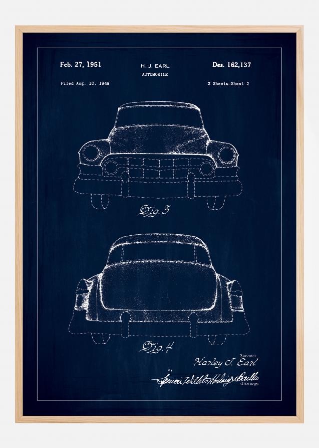 Desenho de patentes - Cadillac II - Azul Póster