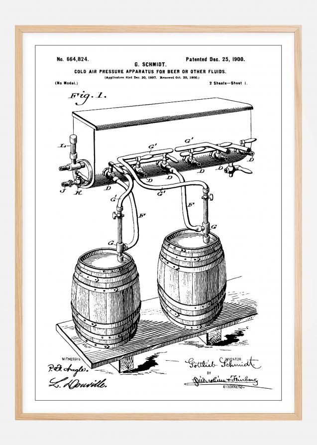 Patent Print - Beer Kegs - White Póster