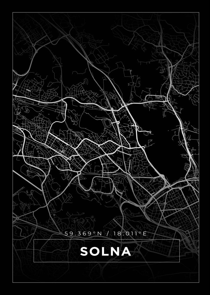 Mapa - Solna - Cartaz Preto