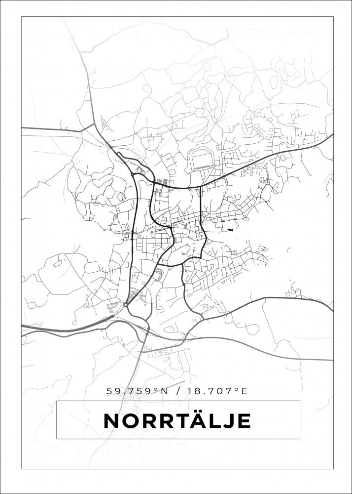 Mapa - Norrtlje - Cartaz Branco