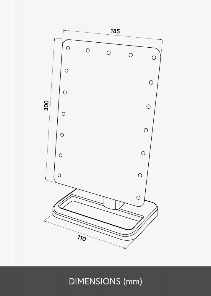 KAILA Espelho para toucador LED com coluna Bluetooth Preto 18x30 cm