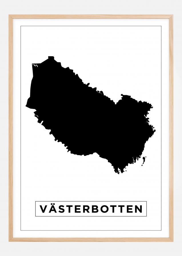 Mapa - Västerbotten - Cartaz Branco