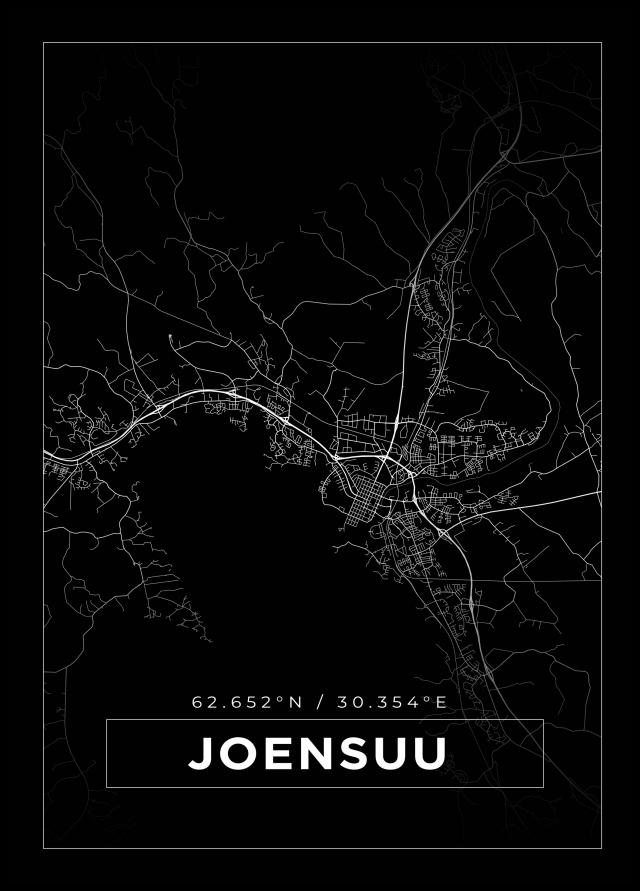 Mapa - Joensuu - Cartaz Preto