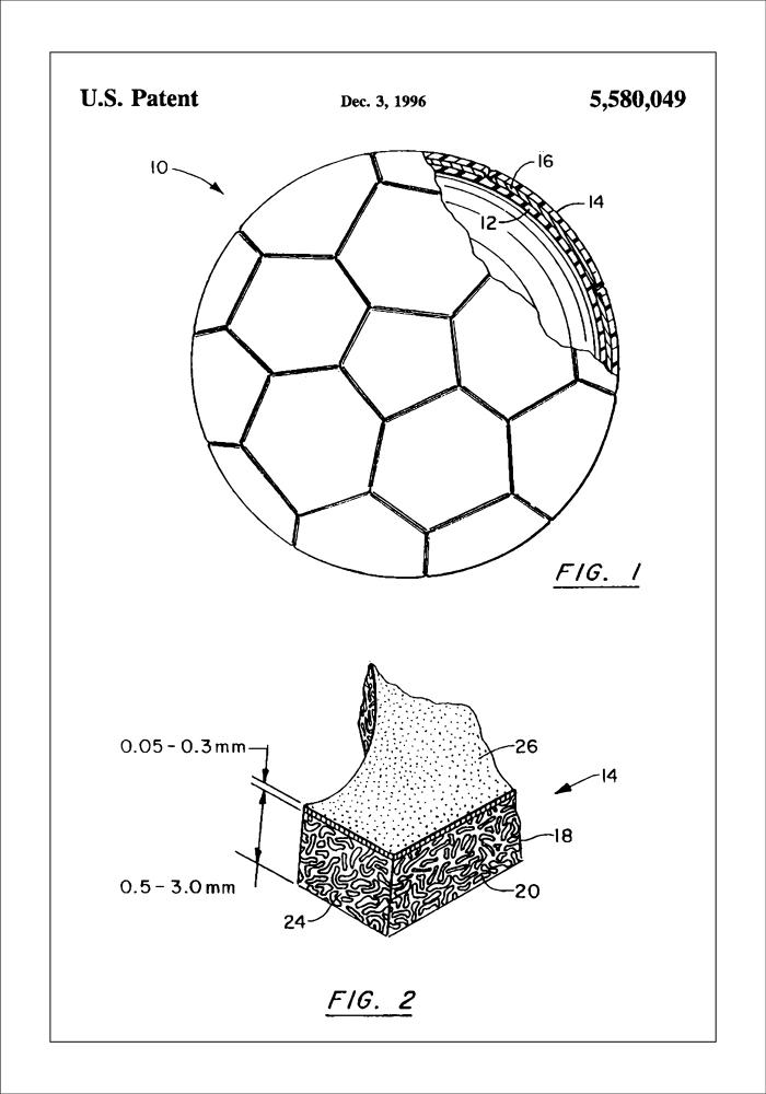 Patent Print - Football - White Pster