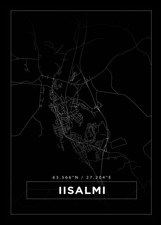 Mapa - Iisalmi - Cartaz Preto
