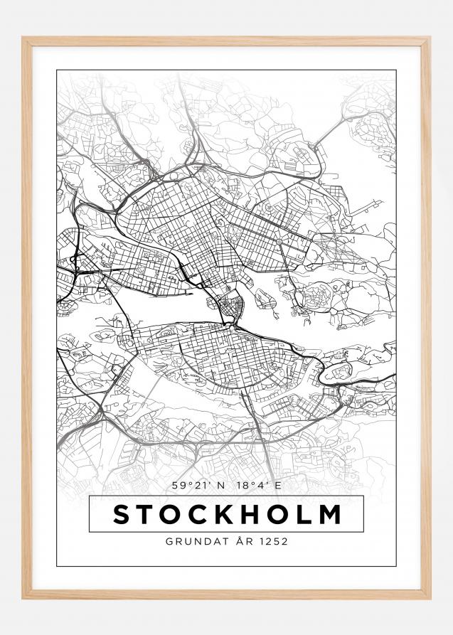 Mapa - Estocolmo - Cartaz Branco
