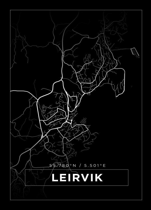Mapa - Leirvik - Cartaz Preto