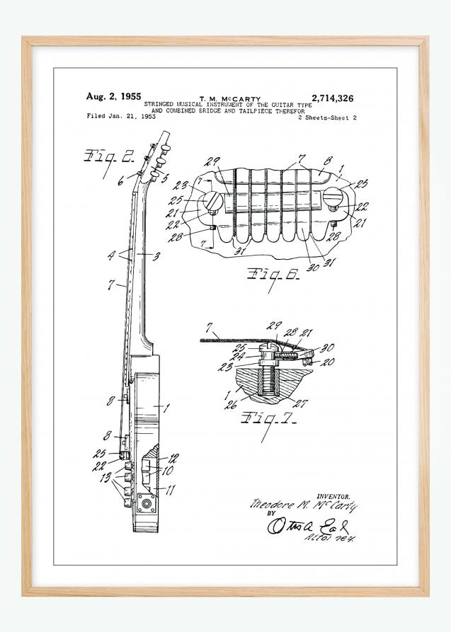 Desenho de patentes - Guitarra elétrica II Póster