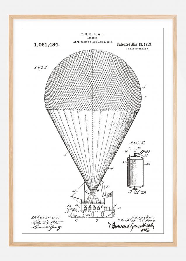 Desenho de patentes - Dirigível - Branco Póster