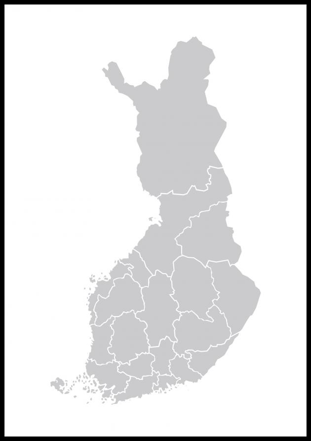 Mapa - Finland - Cinzento Póster