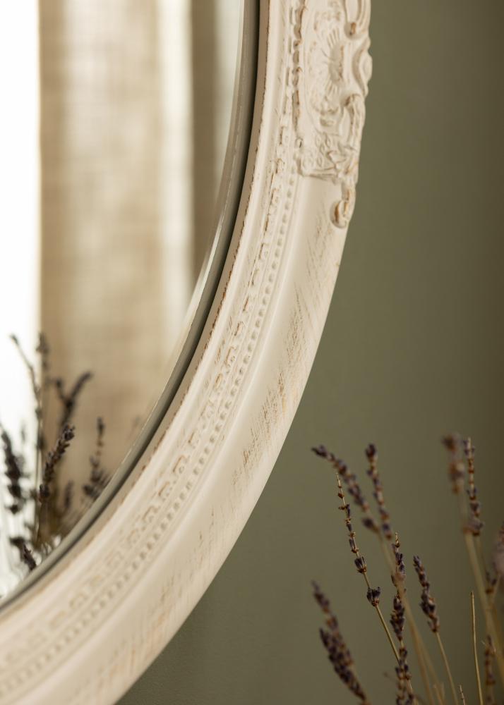 Espelho Antique Branco Oval 50x60 cm