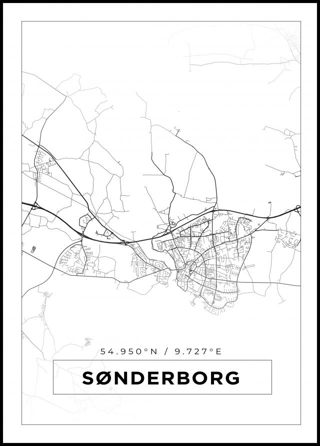 Mapa - Sønderborg - Cartaz Branco