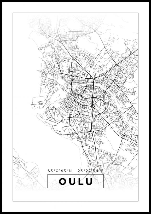 Mapa - Oulu - Cartaz Branco