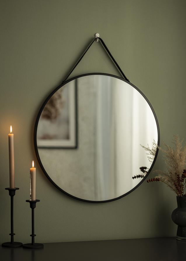 Espelho Trapani Preto 60 cm Ø