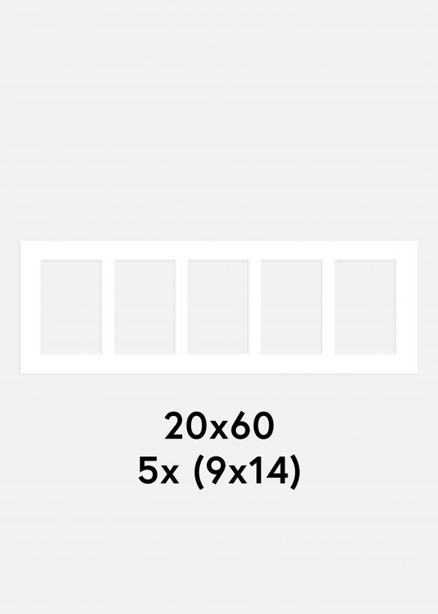 Passe-partout Branco 20x60 cm - Passe-partout para conjunto de 5 fotos (9x14 cm)
