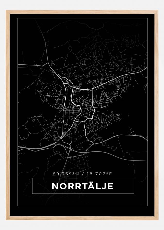 Mapa - Norrtälje - Cartaz Preto