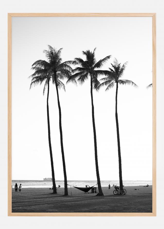 Cartaz de palmeiras preto e branco