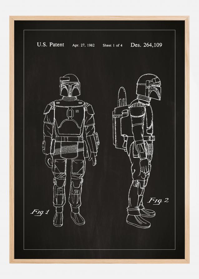 Desenho de patentes - Star Wars - Boba Fett - Preto Póster