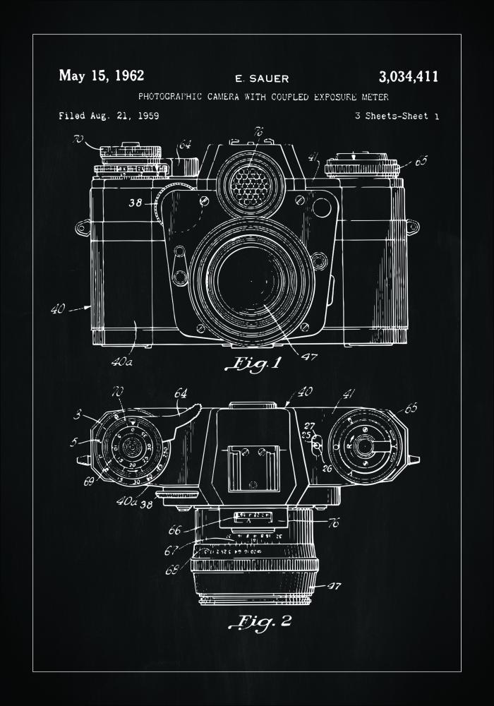 Desenho de patentes - Mquina fotogrfica I - Preto Pster