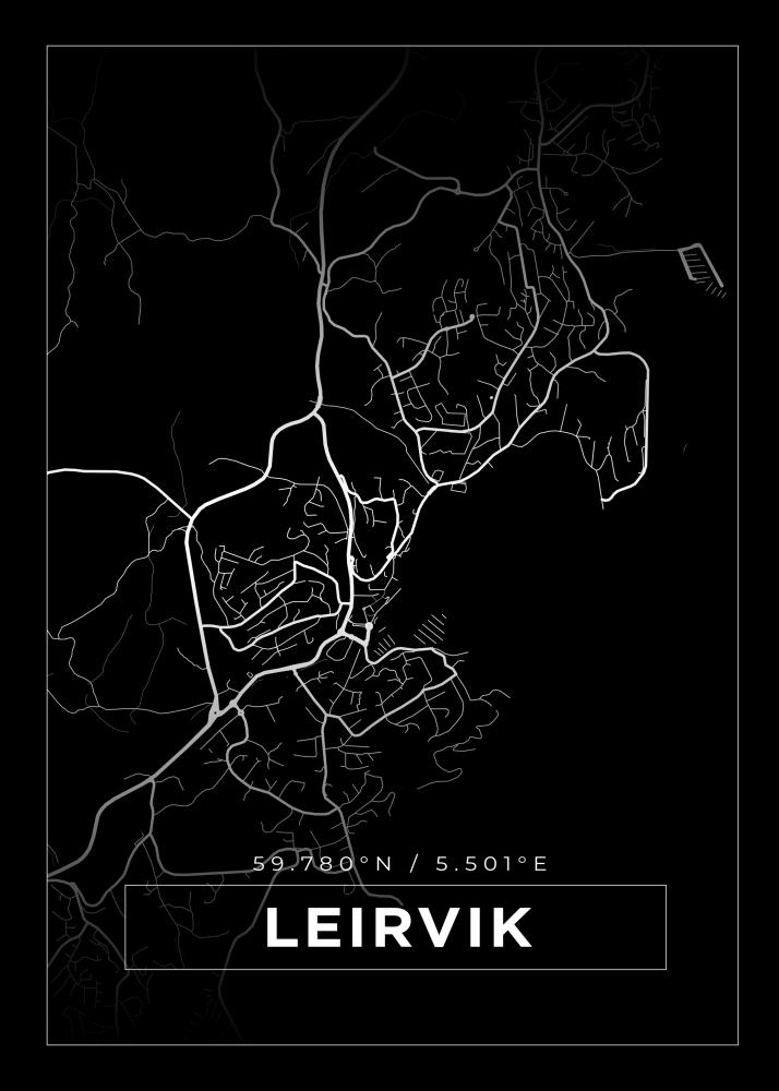Mapa - Leirvik - Cartaz Preto