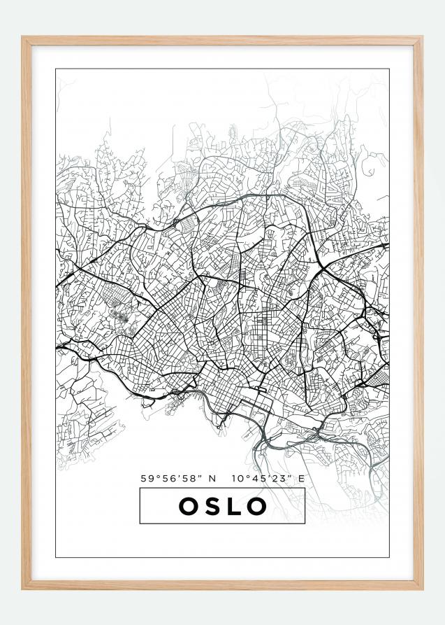 Mapa - Oslo - Branco Póster