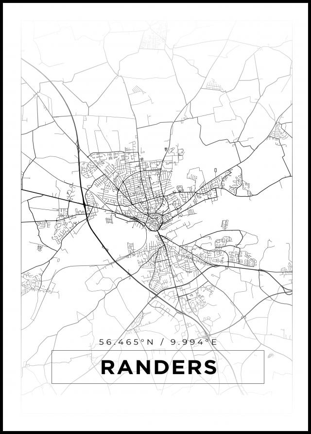 Mapa - Randers - Cartaz Branco