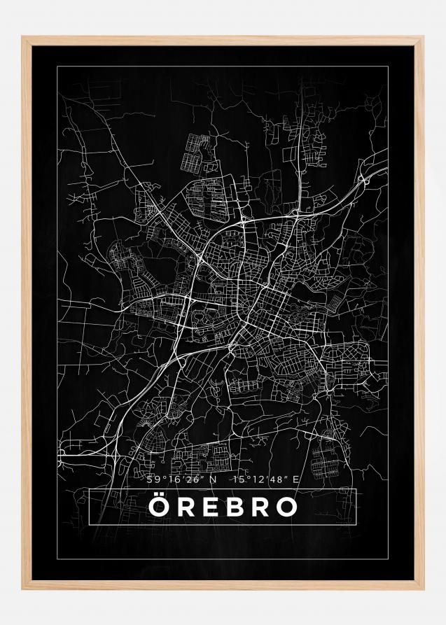 Mapa - Örebro - Poster Preto