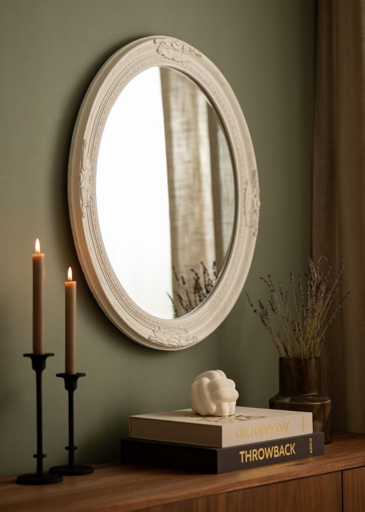 Espelho Antique Branco Oval 50x60 cm