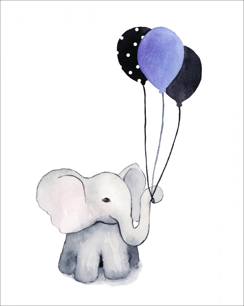 Elephant With Balloons Pster