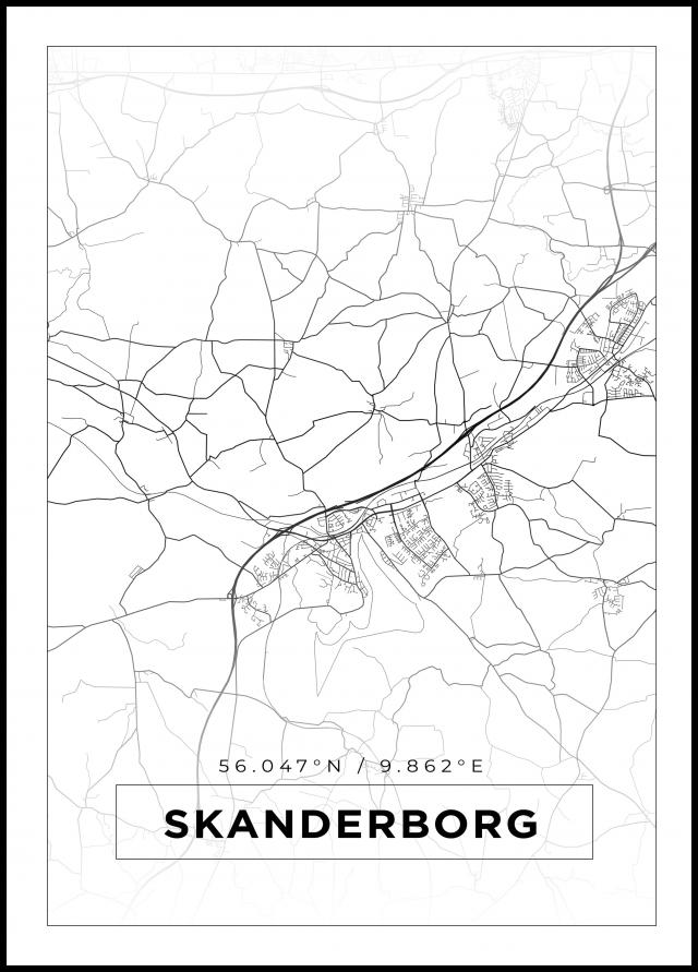 Mapa - Skanderborg - Cartaz Branco