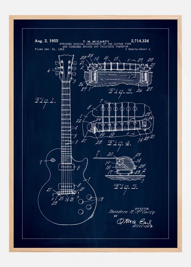 Desenho de patentes - Guitarra elétrica I - Azul Póster