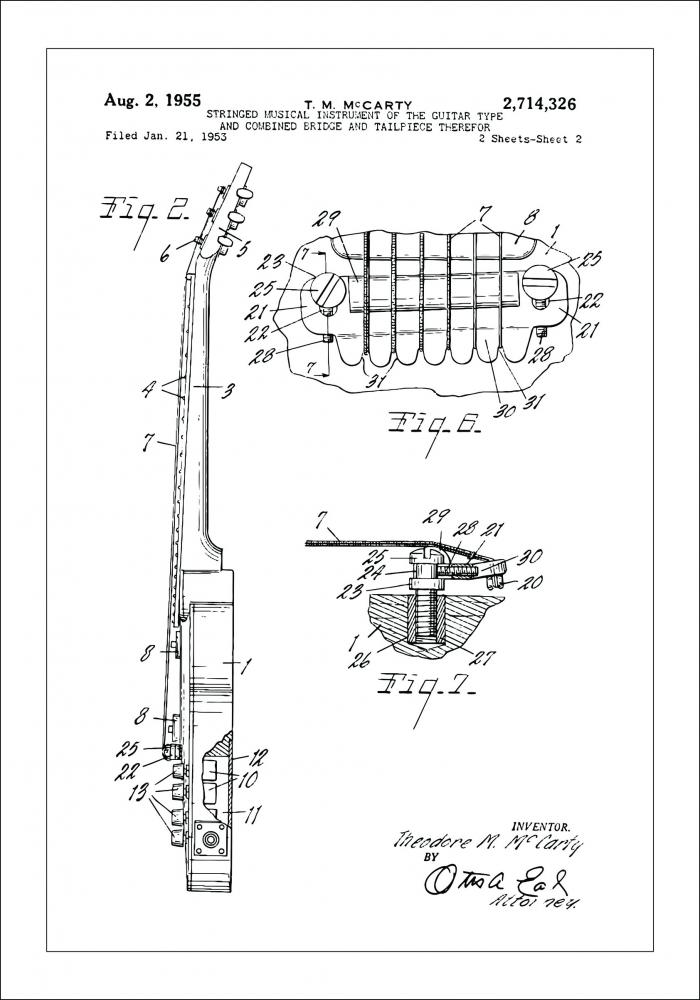 Desenho de patentes - Guitarra eltrica II Pster