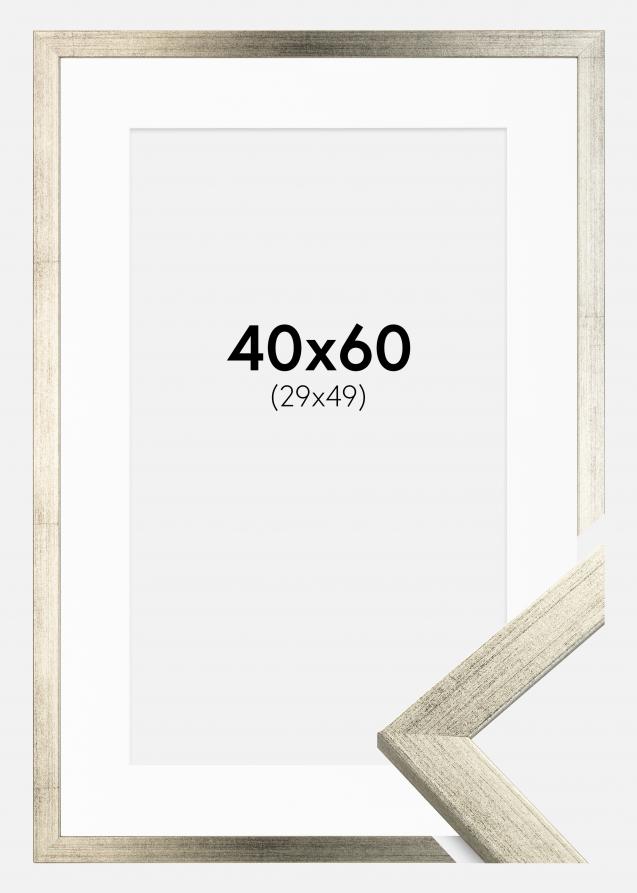 Moldura Stilren Prateado 40x60 cm - Passe-partout Branco 30x50 cm