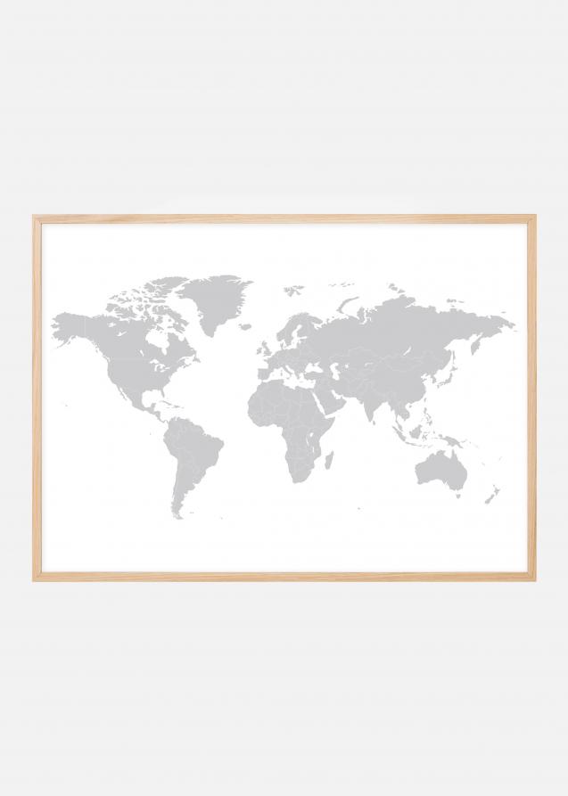 Mapa-mundo - Cinzento Póster
