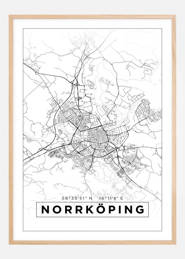Mapa - Norrköping - Cartaz Branco