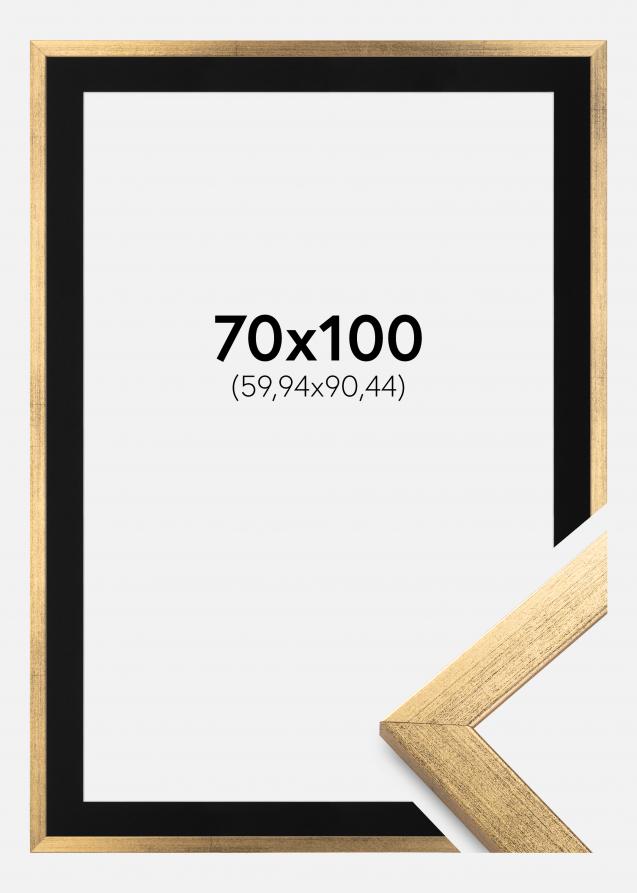 Moldura Stilren Dourado 70x100 cm - Passe-partout Preto 24x36 inches