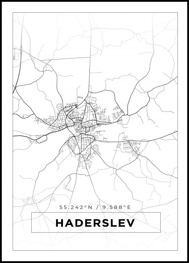 Mapa - Haderslev - Cartaz Branco