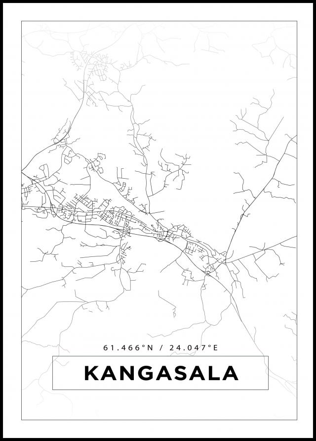Mapa - Kangasala - Cartaz Branco